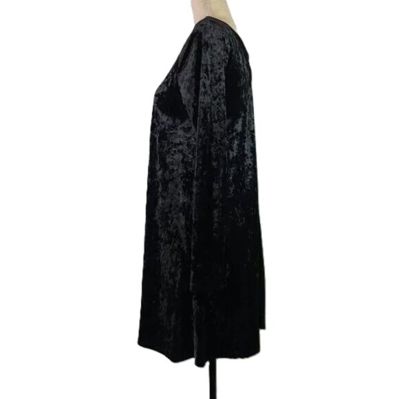 Emetla Black Crushed Velvet Swing Babydoll Dress Back Cutout Size S - Picture 4 of 15
